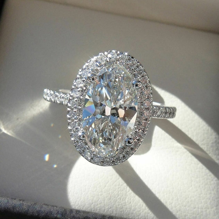 New Oval Egg Shaped Zircon Engagement Ring For Women Wedding Bridal Dinner Hand Jewelry