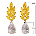 Light Luxury Gold Wheat Ear Teardrop Zircon Earrings For Women Fashion OL Drop Earrings view 5