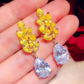 Light Luxury Gold Wheat Ear Teardrop Zircon Earrings For Women Fashion OL Drop Earrings view 1