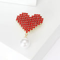 Red Heart Rhinestone Pearl Brooch For Sweet Fashion Outfits view 3
