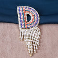 Metal Alloy Rainbow Letter D Brooch With Rhinestone Tassel Decoration view 1