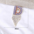Metal Alloy Rainbow Letter D Brooch With Rhinestone Tassel Decoration view 5