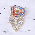Metal Alloy Rainbow Letter D Brooch With Rhinestone Tassel Decoration view 2