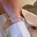 Gold Plated Alloy Baroque Pearl Bow Beaded Bracelet Korean Fashion Butterfly Charm Jewelry view 3