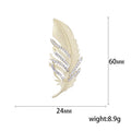 Alloy Rhinestone Feather Brooch Pin For Collar And Lapel view 5