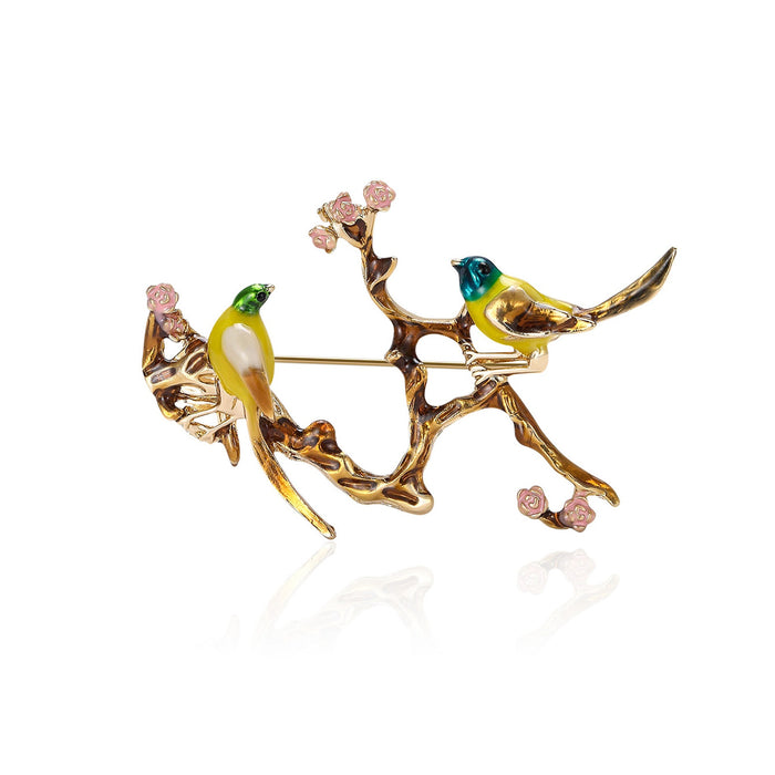 Alloy Magpie Branch Brooch Pin For Coat Sweater Fastening