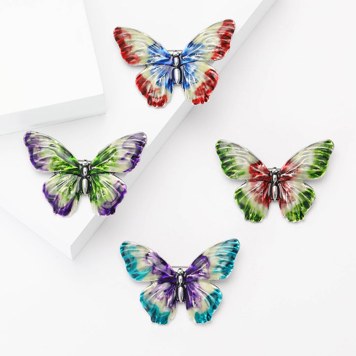 Vintage Alloy Enamel Butterfly Brooch Pin For Suits And Cardigans