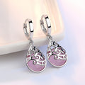 European American Silver Plated Totem Earrings With Faux Moonlight Cat Eye Stone Drops For Women view 3