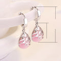 European American Silver Plated Totem Earrings With Faux Moonlight Cat Eye Stone Drops For Women view 5