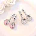 European American Silver Plated Totem Earrings With Faux Moonlight Cat Eye Stone Drops For Women view 4