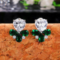 Japanese Korean Style Sweet Flower Heart Zircon Stud Earrings Fashion Women's Ear Jewelry view 2