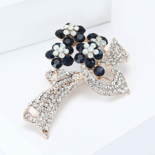 Alloy Rhinestone Mini Flower Lapel Pin For Shirt Decoration Brooch