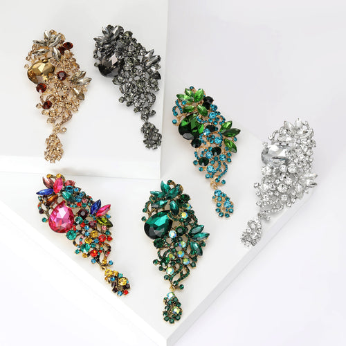 Vintage Alloy Rhinestone Glass Brooch Pin For Elegant Clothing Decoration