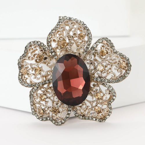 Alloy Rhinestone Large Flower Brooch Pin For Dresses And Shawls