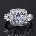 Sparkling Round Simulated Diamond Full Zircon Leaf Wedding Ring For Women European Jewelry view 4