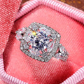 Sparkling Round Simulated Diamond Full Zircon Leaf Wedding Ring For Women European Jewelry view 2