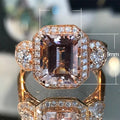Rose Gold Plated Square Cut Zircon Princess Ring For Women Fashion Business Event Jewelry view 5