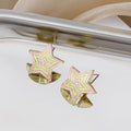 Sweet Summer Rainbow Colorblock Enamel Alloy Five Point Star And Heart Geometric Stud Earrings view 2