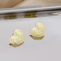 Sweet Summer Rainbow Colorblock Enamel Alloy Five Point Star And Heart Geometric Stud Earrings view 3