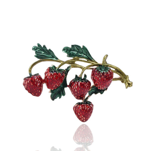 Alloy Enamel Strawberry Fruit Brooch For Fashion Collars And Lapels
