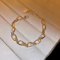 Alloy Zircon Chain Geometric Bangle Irregular European Light Luxury Elegant Summer Jewelry view 4