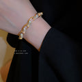 Alloy Zircon Chain Geometric Bangle Irregular European Light Luxury Elegant Summer Jewelry view 1