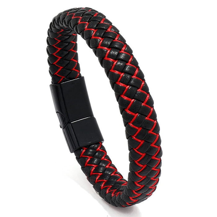 European American Fashion Braided Leather Bracelet Simple Alloy Magnetic Clasp Men's Jewelry