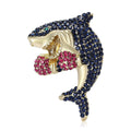 Fashion Alloy Rhinestone Boxing Shark Brooch For Coats And Cardigans view 1