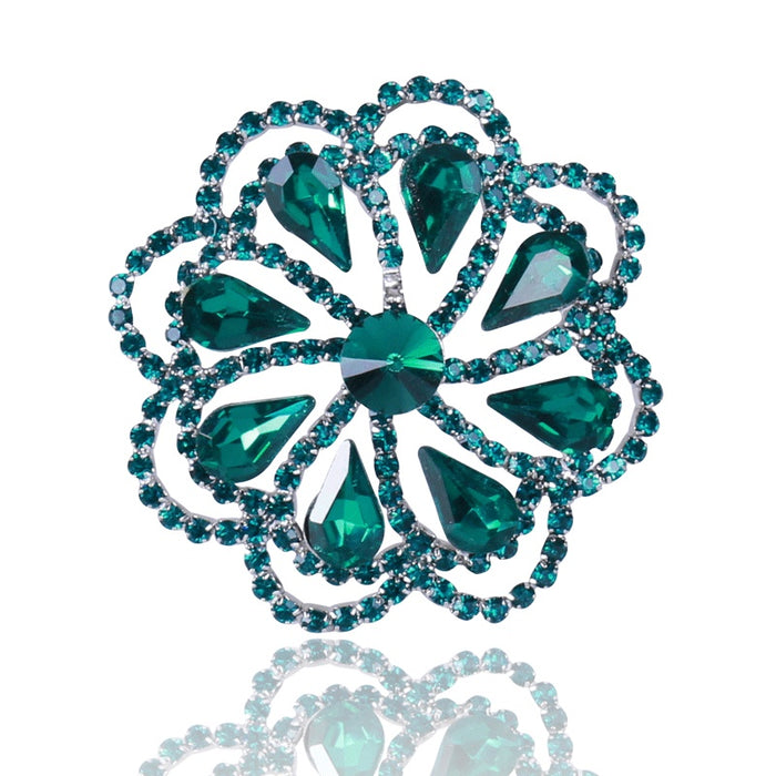 Alloy Rhinestone Flower Brooch Pin For Sweaters And Outerwear