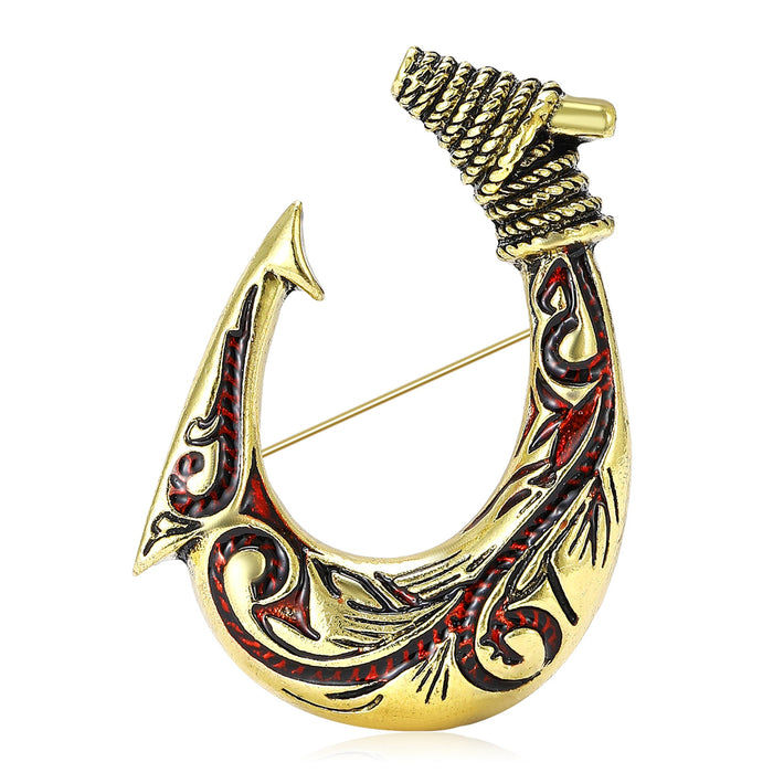 Alloy Vintage Fish Hook Brooch Pin For Coats And Clothing