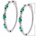 Luxury Micro Pave Green Zircon Large Hoop Earrings For Women Fashion Circle Jewelry view 2