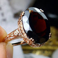 Palace Vintage Style Red Zircon Ring For Women, Luxury Business Event Statement Finger Jewelry view 2