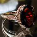 Palace Vintage Style Red Zircon Ring For Women, Luxury Business Event Statement Finger Jewelry view 3