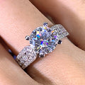 Classic Four Prong Cubic Zirconia Crystal Wedding Ring, Fashion Engagement Proposal Ring For Women view 2