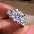 Classic Four Prong Cubic Zirconia Crystal Wedding Ring, Fashion Engagement Proposal Ring For Women view 3