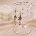 Elegant Gold Alloy Rhinestone Flower Drop Tassel Hook Earrings With Vintage Luxury Crystal Charm Earrings view 3
