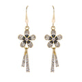 Elegant Gold Alloy Rhinestone Flower Drop Tassel Hook Earrings With Vintage Luxury Crystal Charm Earrings view 5