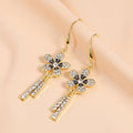 Elegant Gold Alloy Rhinestone Flower Drop Tassel Hook Earrings With Vintage Luxury Crystal Charm Earrings view 1
