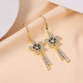 Elegant Gold Alloy Rhinestone Flower Drop Tassel Hook Earrings With Vintage Luxury Crystal Charm Earrings view 2