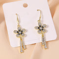 Elegant Gold Alloy Rhinestone Flower Drop Tassel Hook Earrings With Vintage Luxury Crystal Charm Earrings view 4