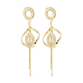 Elegant Geometric Alloy Rhinestone Round Stud Long Tassel Drop Dangle Earrings view 5