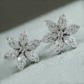 Korean Style Playful Snowflake Flower Zircon Stud Earrings Simple Short Versatile Ear Jewelry view 1