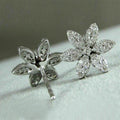 Korean Style Playful Snowflake Flower Zircon Stud Earrings Simple Short Versatile Ear Jewelry view 4