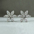 Korean Style Playful Snowflake Flower Zircon Stud Earrings Simple Short Versatile Ear Jewelry view 2