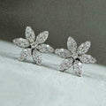 Korean Style Playful Snowflake Flower Zircon Stud Earrings Simple Short Versatile Ear Jewelry view 3