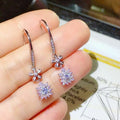 Korean Fresh Flower Pendant Earrings With Simple Zircon Drops For Women's Birthday Gift Jewelry view 4