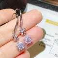 Korean Fresh Flower Pendant Earrings With Simple Zircon Drops For Women's Birthday Gift Jewelry view 3