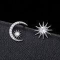 Korean Style Asymmetric Star And Moon Stud Earrings For Women Full Rhinestone Fashion Jewelry view 3