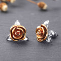 Two Tone 3D Rose Flower Stud Earrings, Fashion Floral Ear Jewelry Accessories For Women view 4
