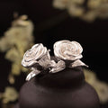 Two Tone 3D Rose Flower Stud Earrings, Fashion Floral Ear Jewelry Accessories For Women view 1